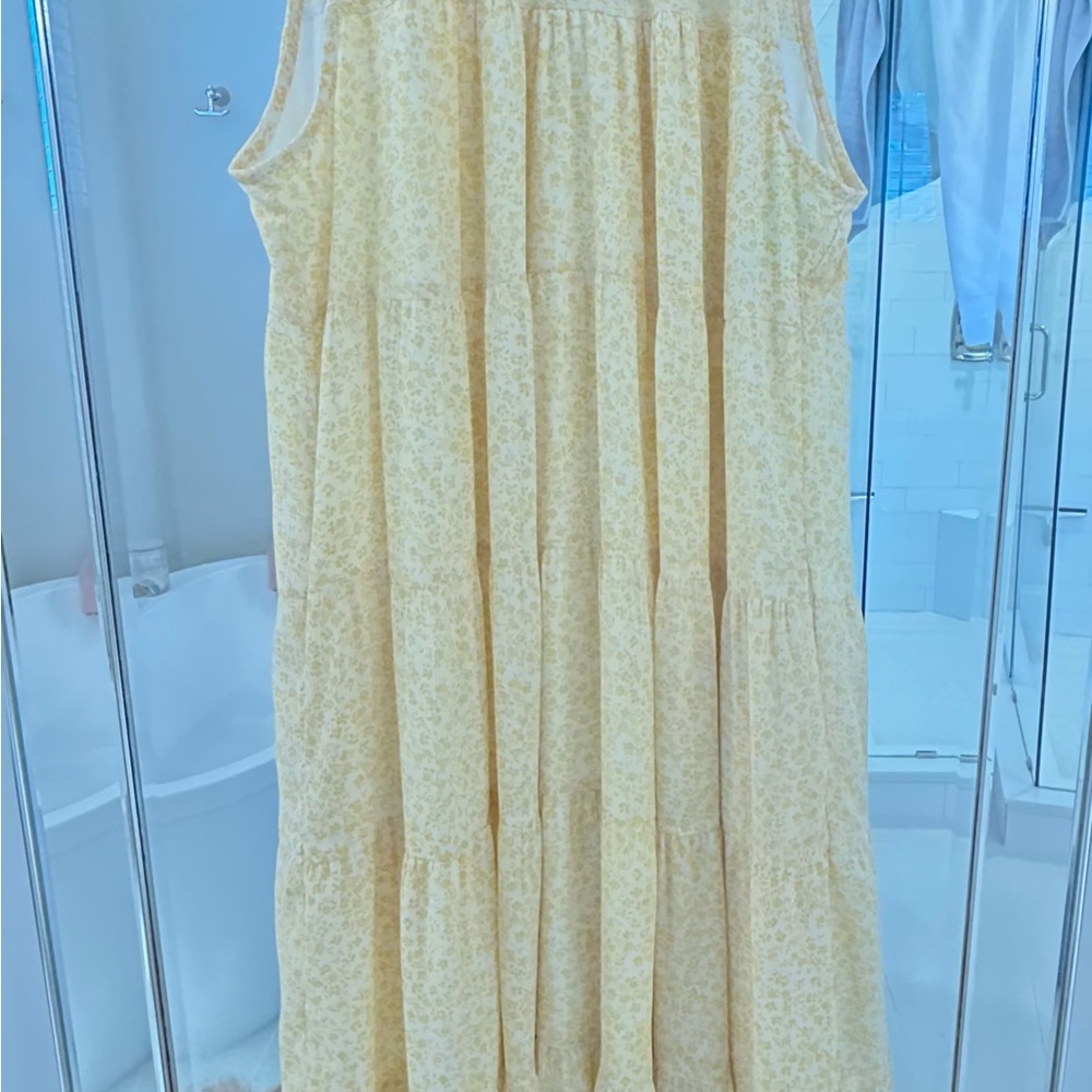 Entro Yellow Floral Tiered Maxi Dress